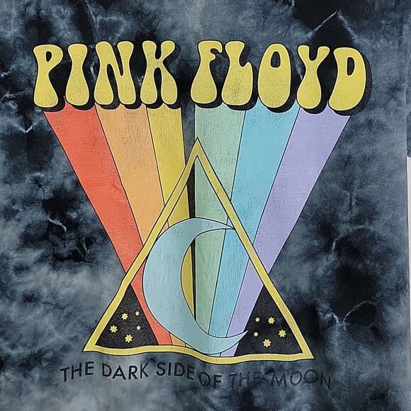 Pink Floyd Dark Side of the Moon Tie Died Gray Graphic T-Shirt Men's Small - Picture 2 of 9